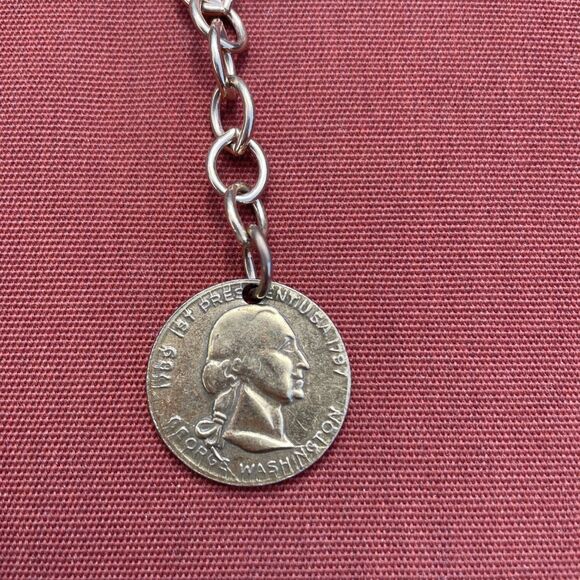 Vintage Brass Token Coin Key Fob George Washington On Chain - Picture 4 of 4